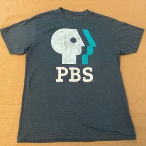 PBS Station Logo Distressed Teal Shirt Size L